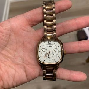 Women’s Rose Gold Fossil Watch Square Face